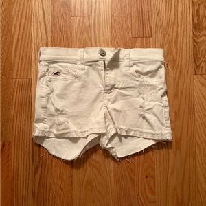 White Distressed Hollister Women Shorts